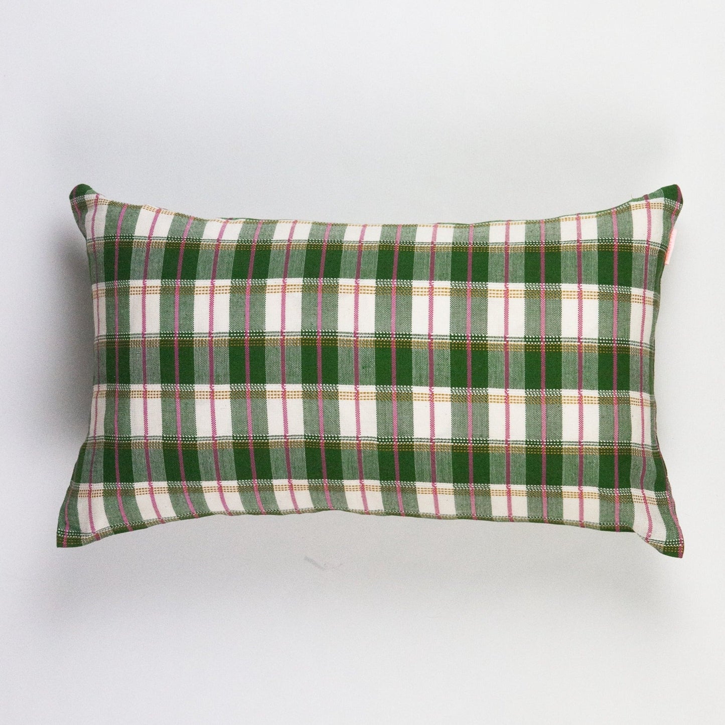 Archive NY San Andres Gingham Green Lumbar Pillow