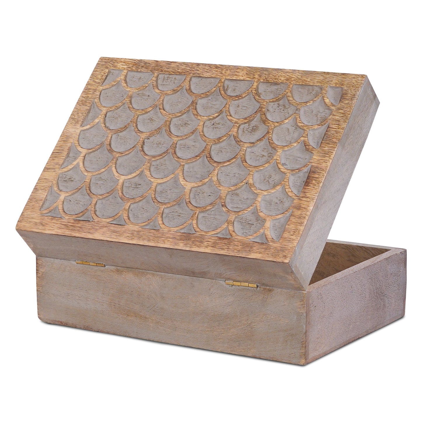 Carved Scallop Boxes in Light Burnt over Grey