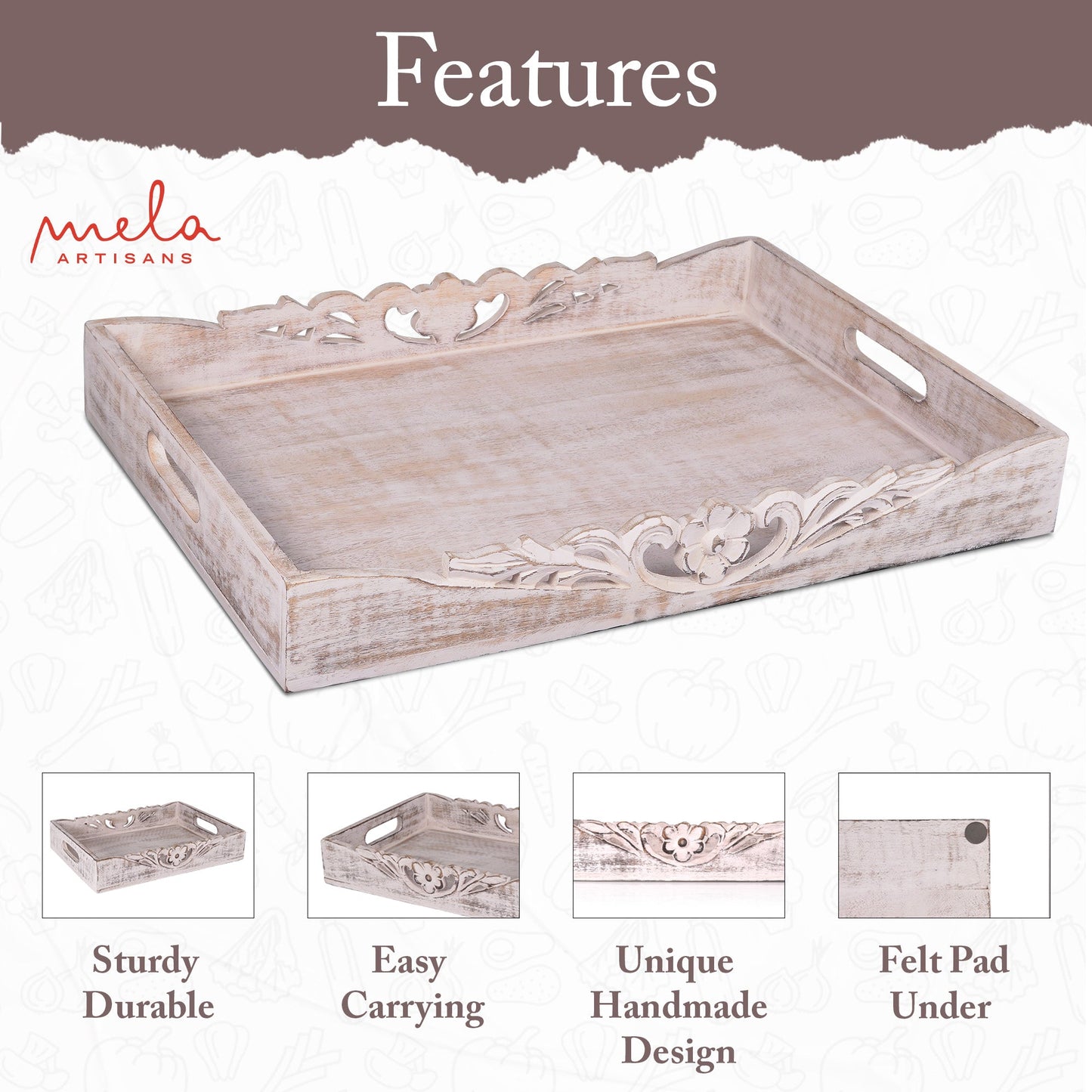 Orchid Rustic Gray and White Finish Bed Table Trays
