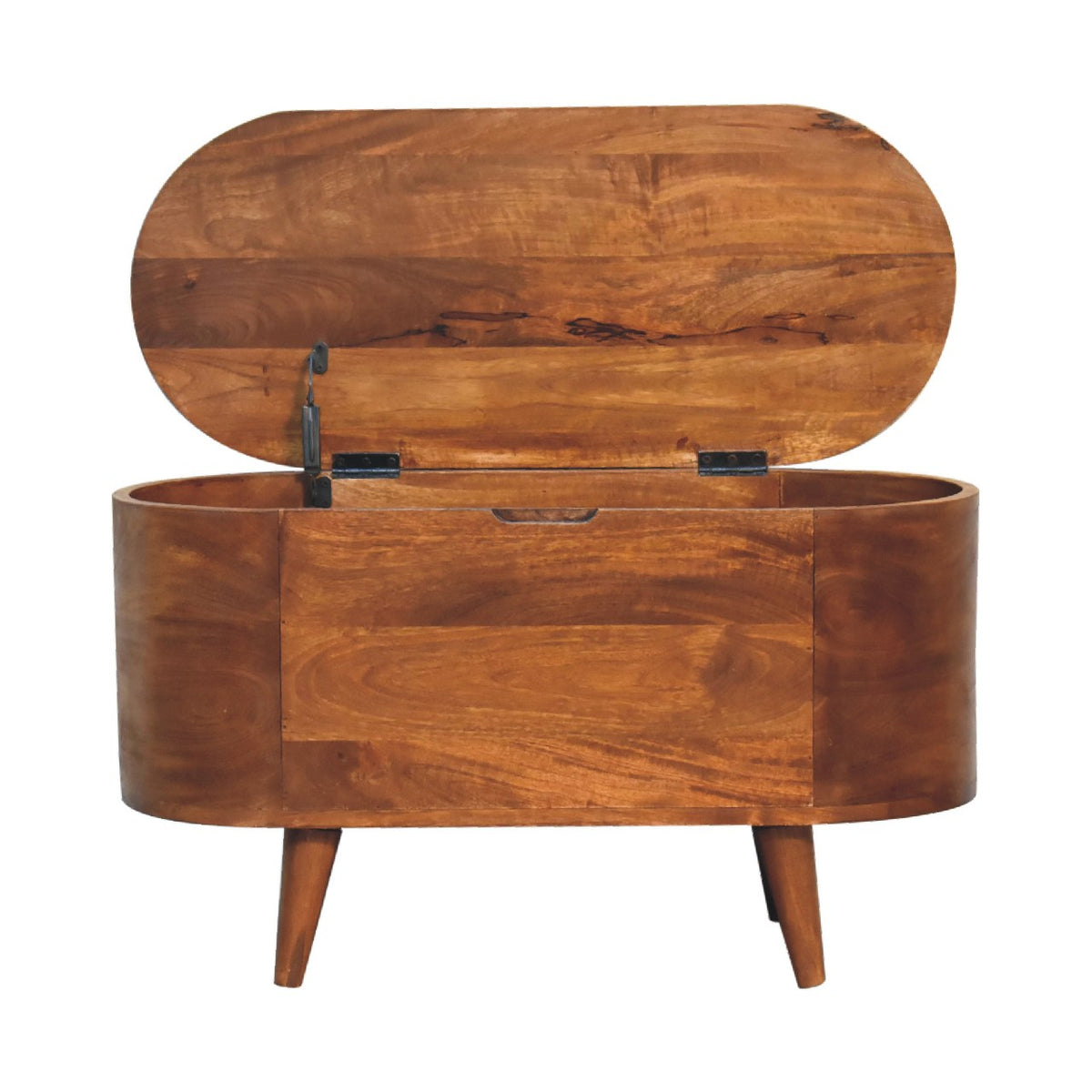 Solid Wood Chestnut Rounded Lid-Up Blanket Box