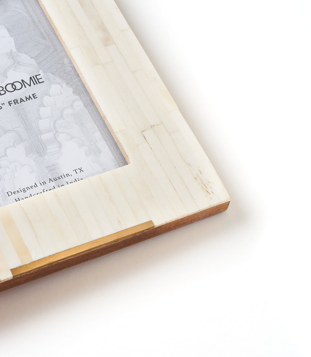 Mukhendu 4x6 Picture Frame - Carved Bone, Brass Accent - Osadia Concept Store