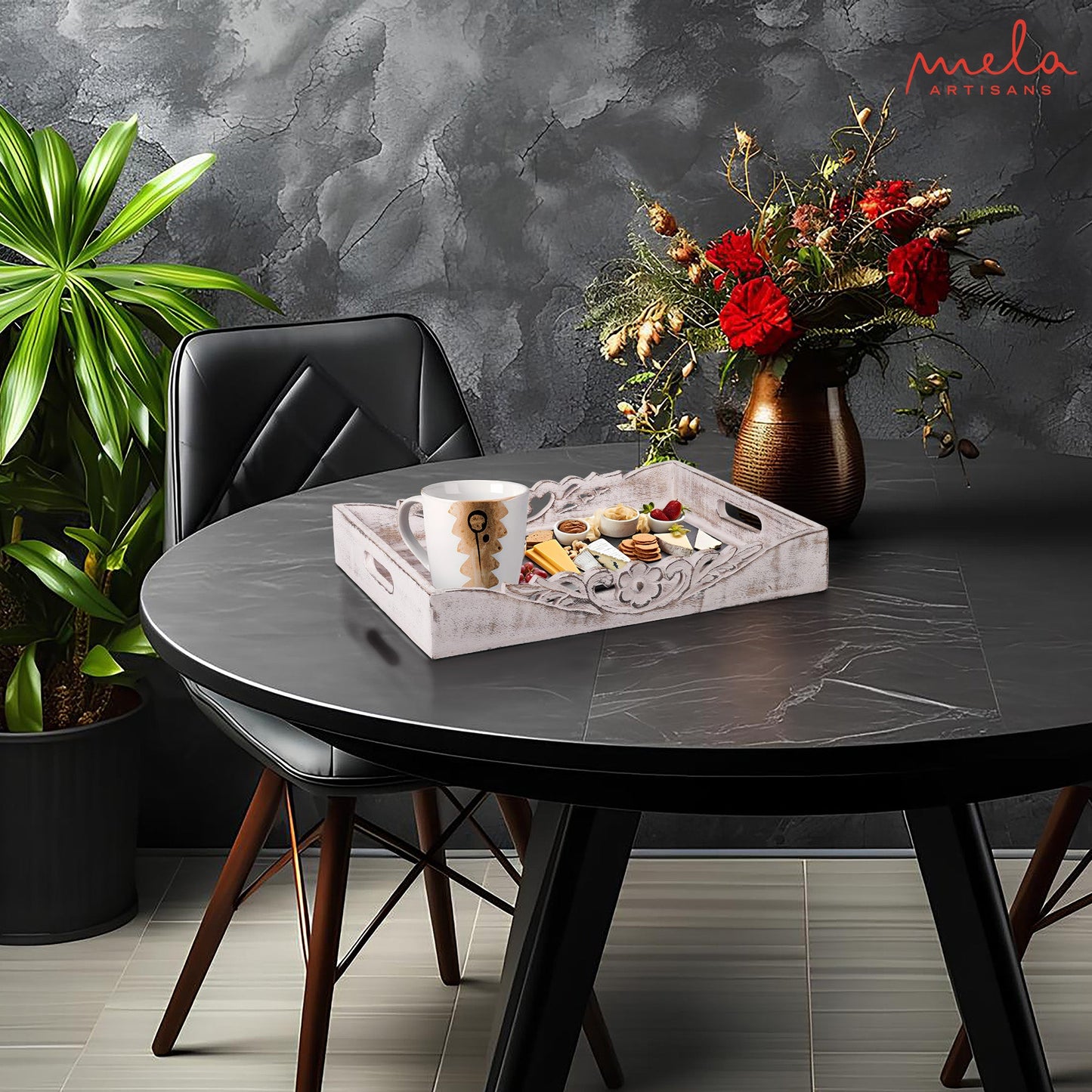 Orchid Rustic Gray and White Finish Bed Table Trays