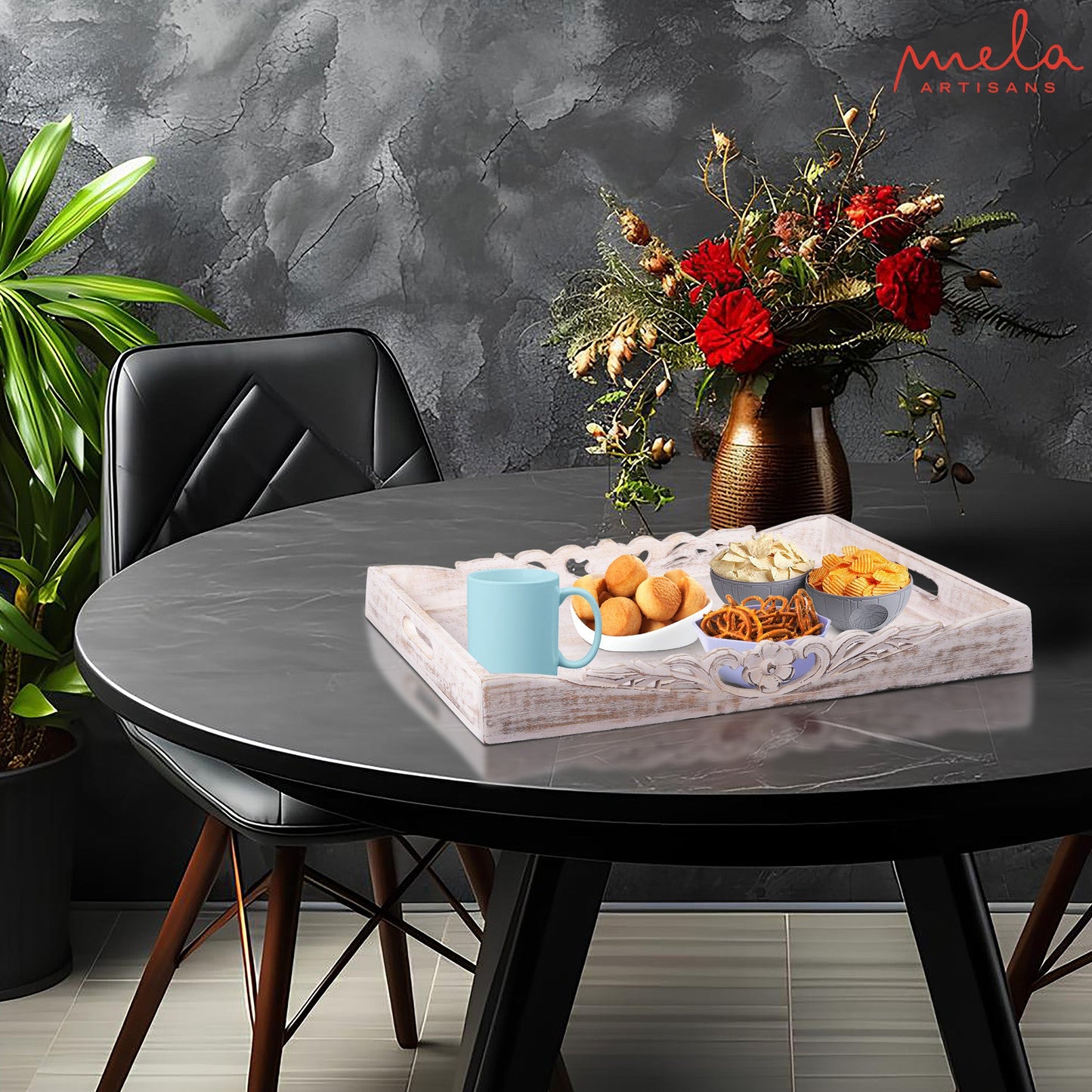 Orchid Rustic Gray and White Finish Bed Table Trays