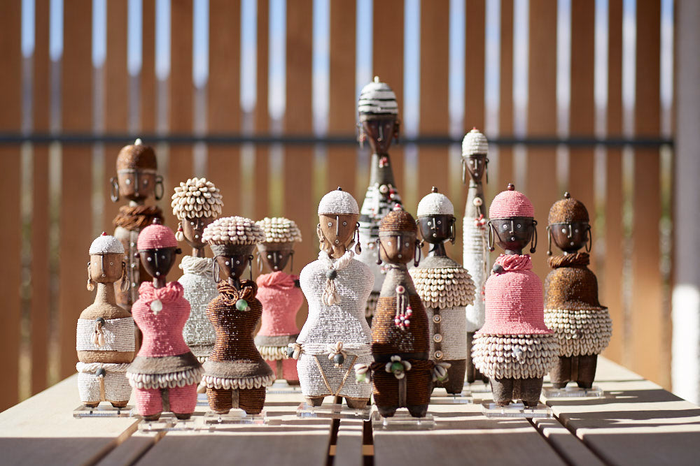 White Beaded African Namji Doll