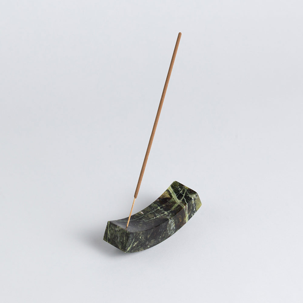 Smile gemstone incense holder - serpentine green