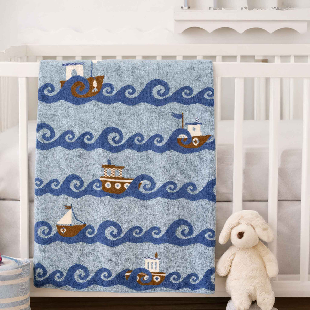 Baby Boats - Cotton Knit Coastal Blanket