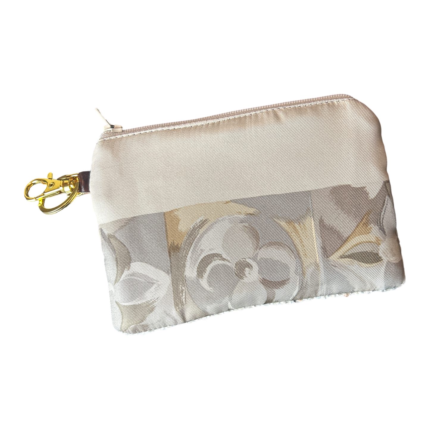 Au Fils du Temps Logo Vintage Silk Scarf Coffee Run Keychain Bag