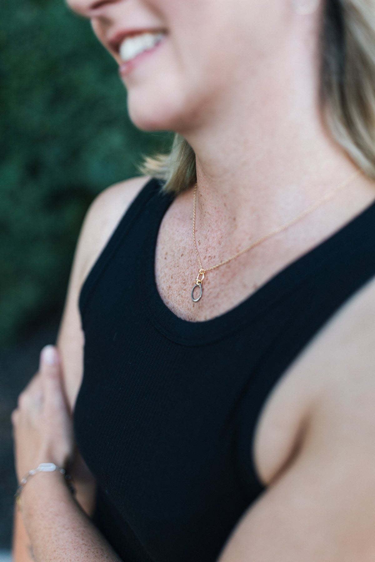 How Sweet It Is Necklace | Repurposed Steel Automotive Retaining Ring | Gold Plated Chain