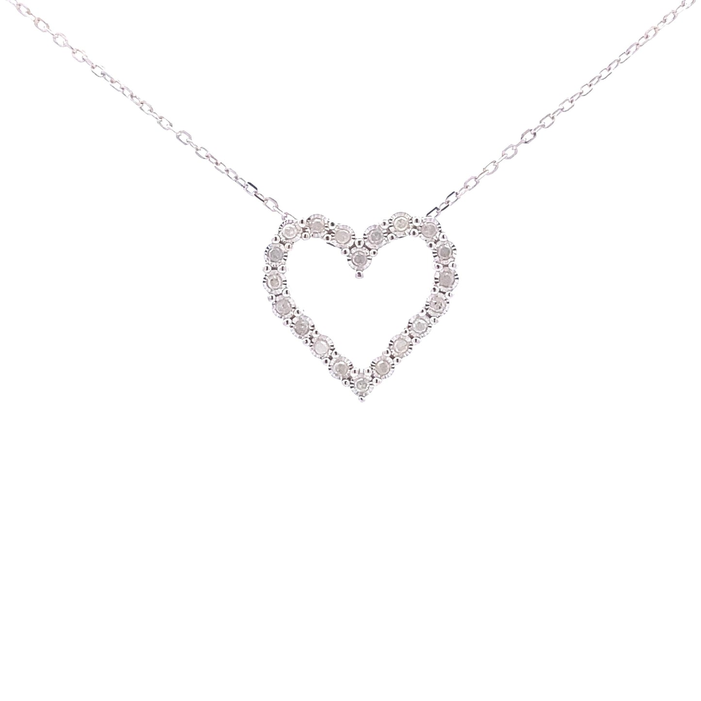 .25ct Diamond Heart Love Pendant Sterling Silver