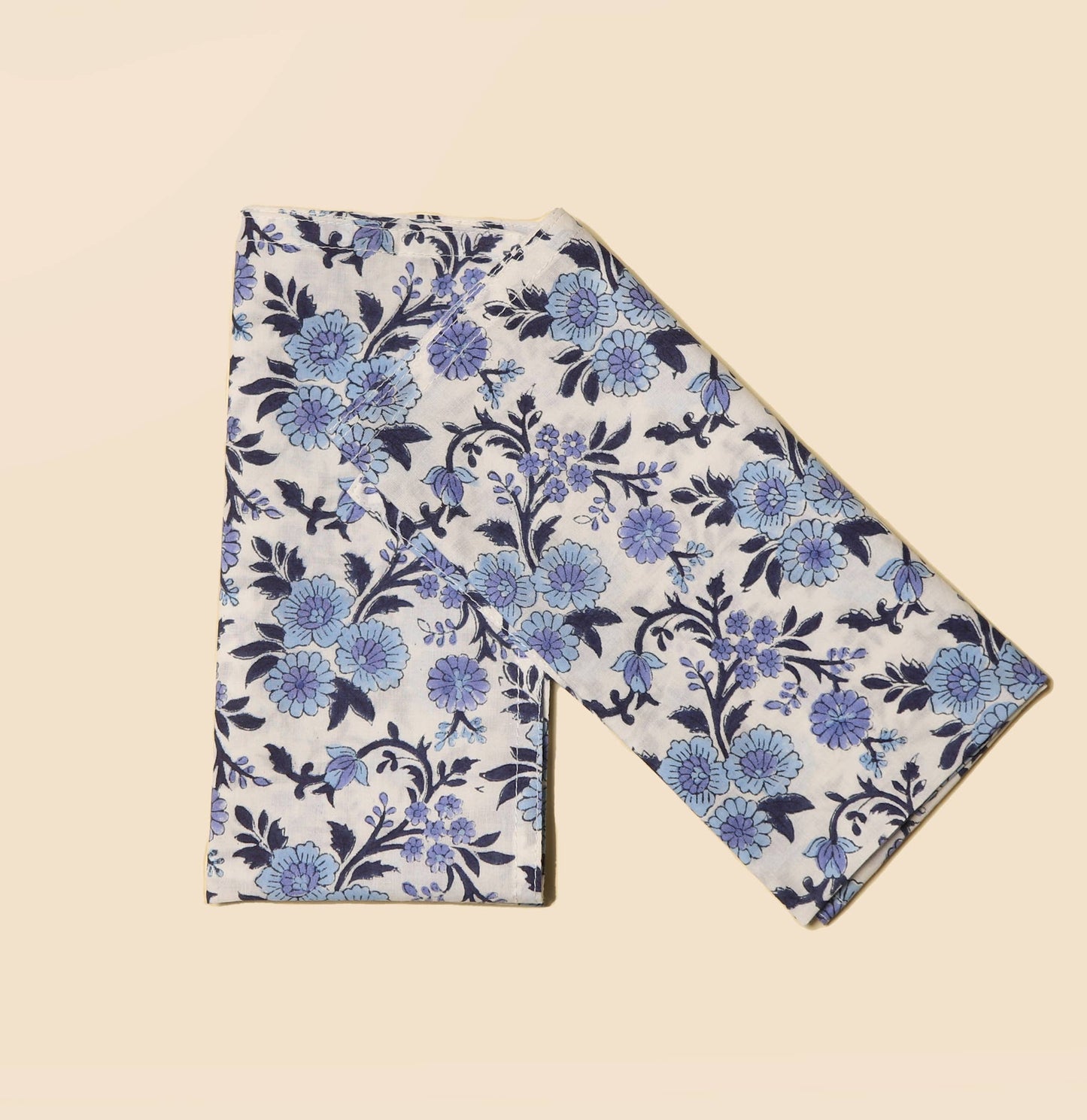 S/4 Neel Blue Block Printed Table Napkins
