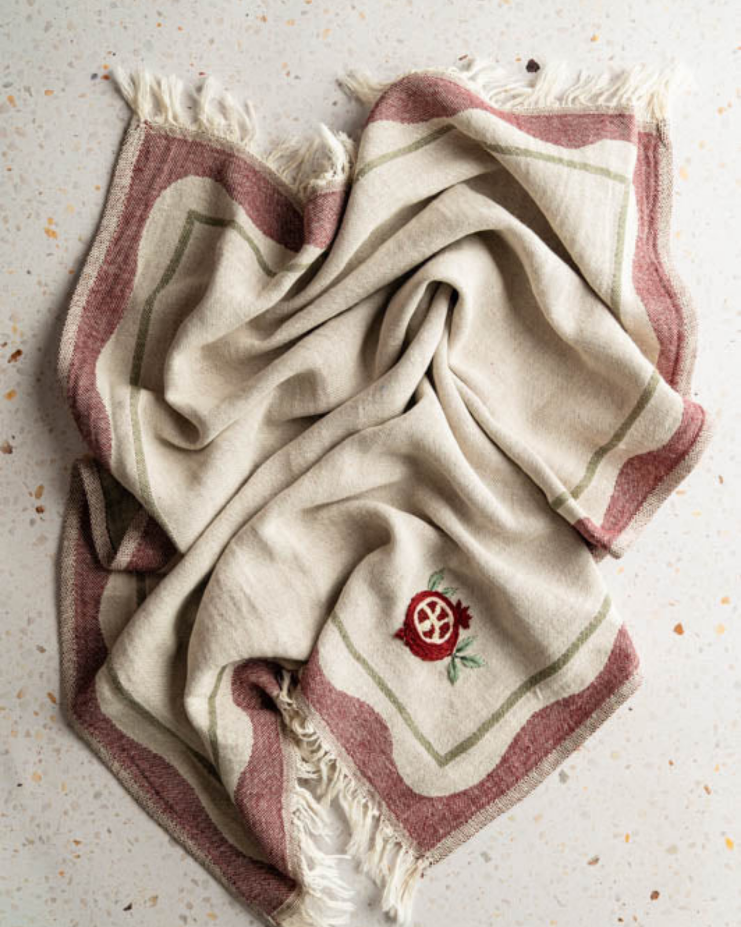 Pomegranate Hand-Stitched Towel Set