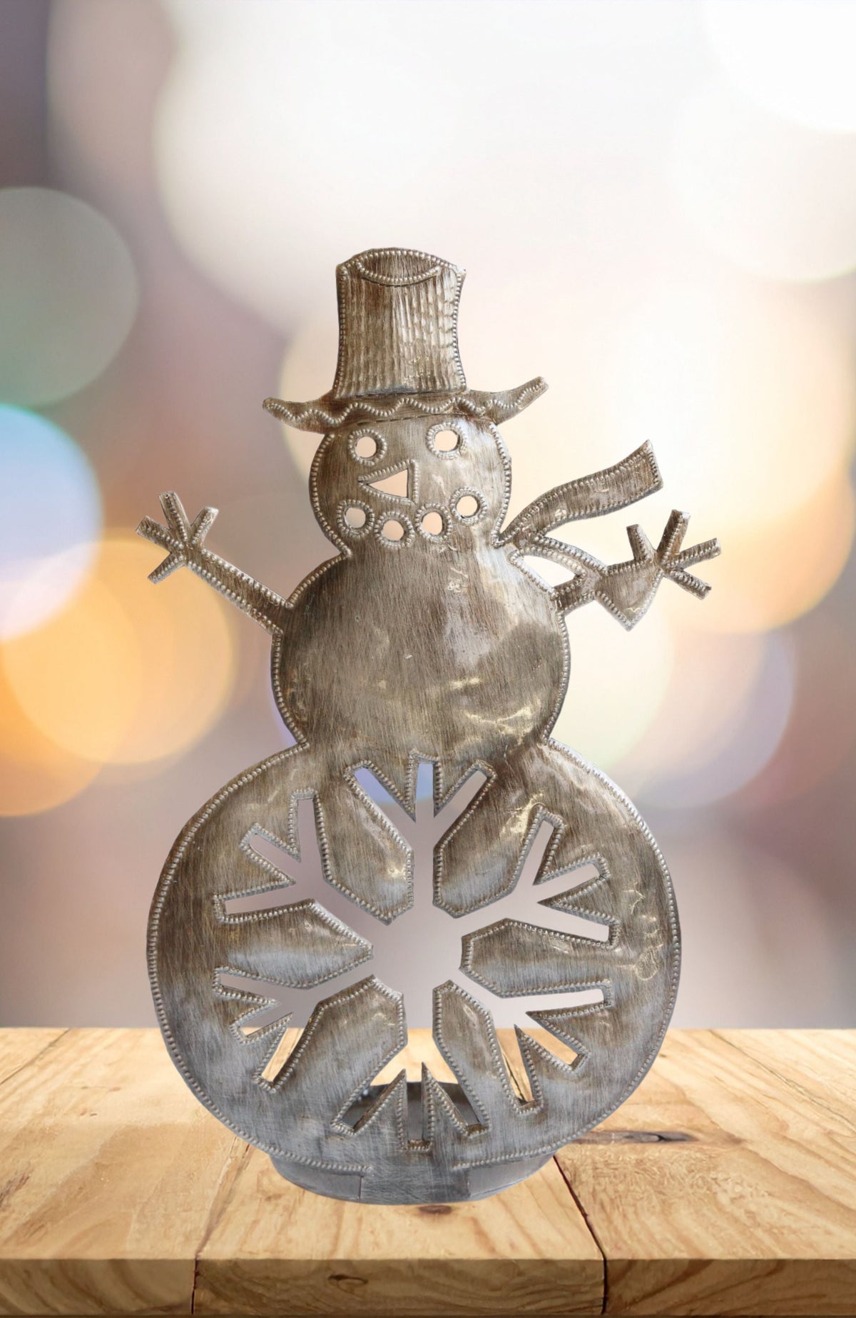 Snowflake Snowman Freestanding Metal Art