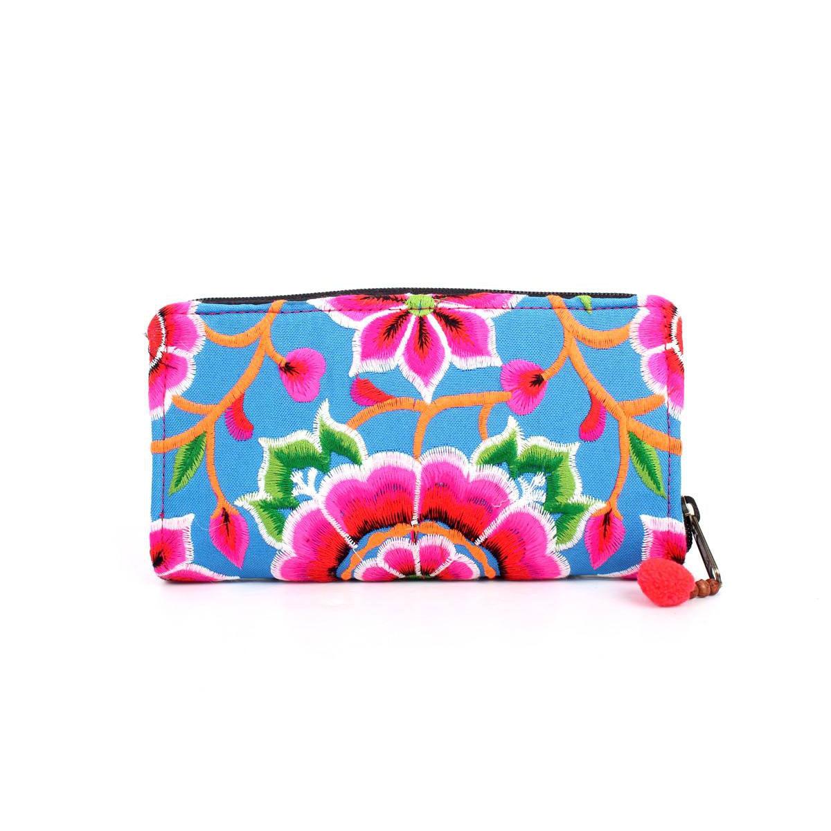 Bali Flower Embroidered Wallet - Thailand