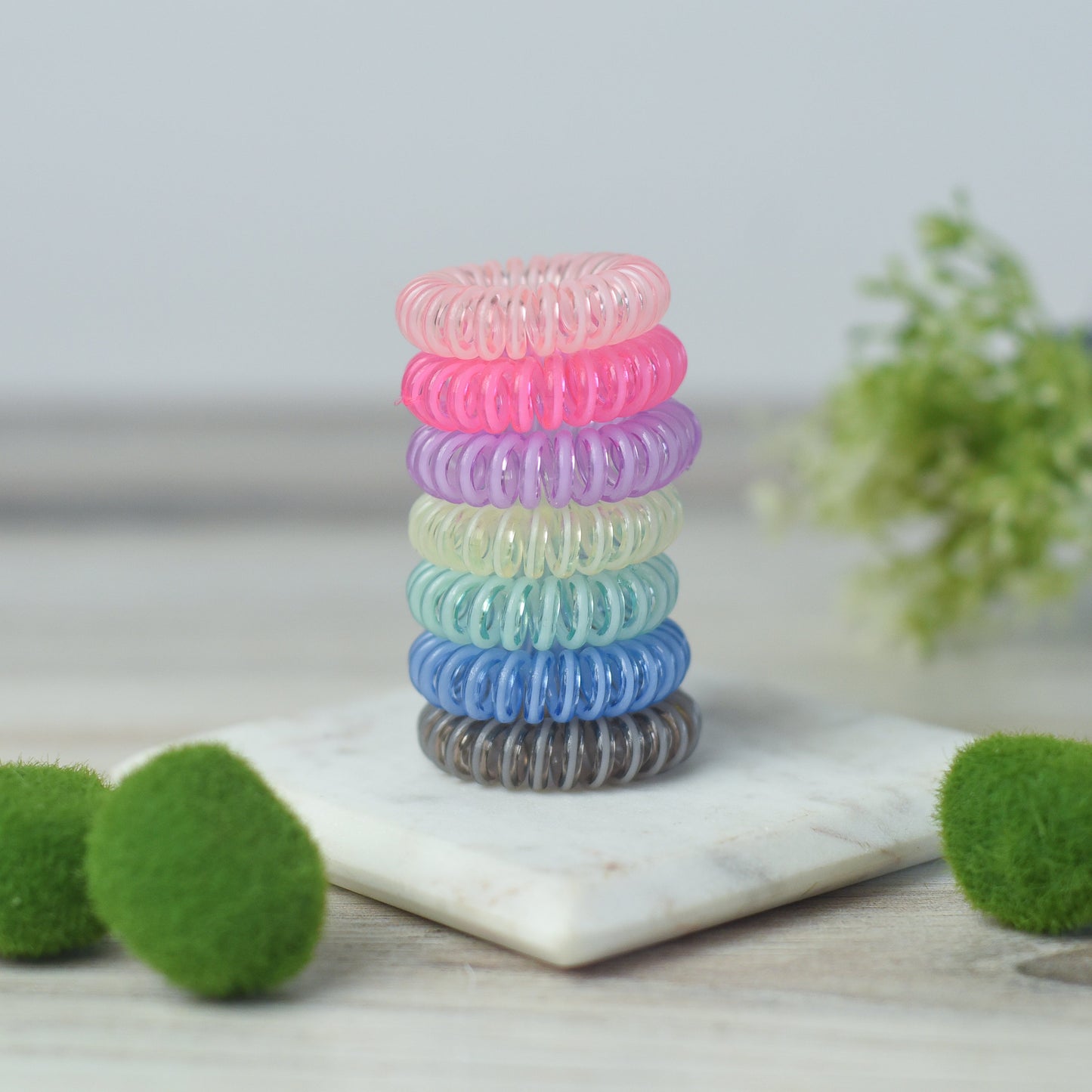 Medium Hair Coil Set in Translucent Rainbow