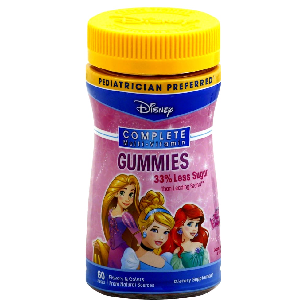 Disney Multi Vitamin, Complete, Gummies, Grape, Orange & Cherry, Princess