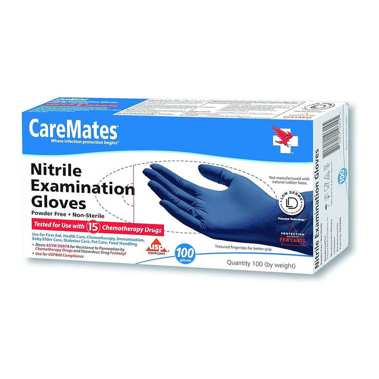CareMates Nitrile Powder Free Exam Gloves, Small