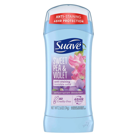 Suave Invisible Solid Sweet Pea & Violet Antiperspirant Deodorant 2.6 Fl Oz