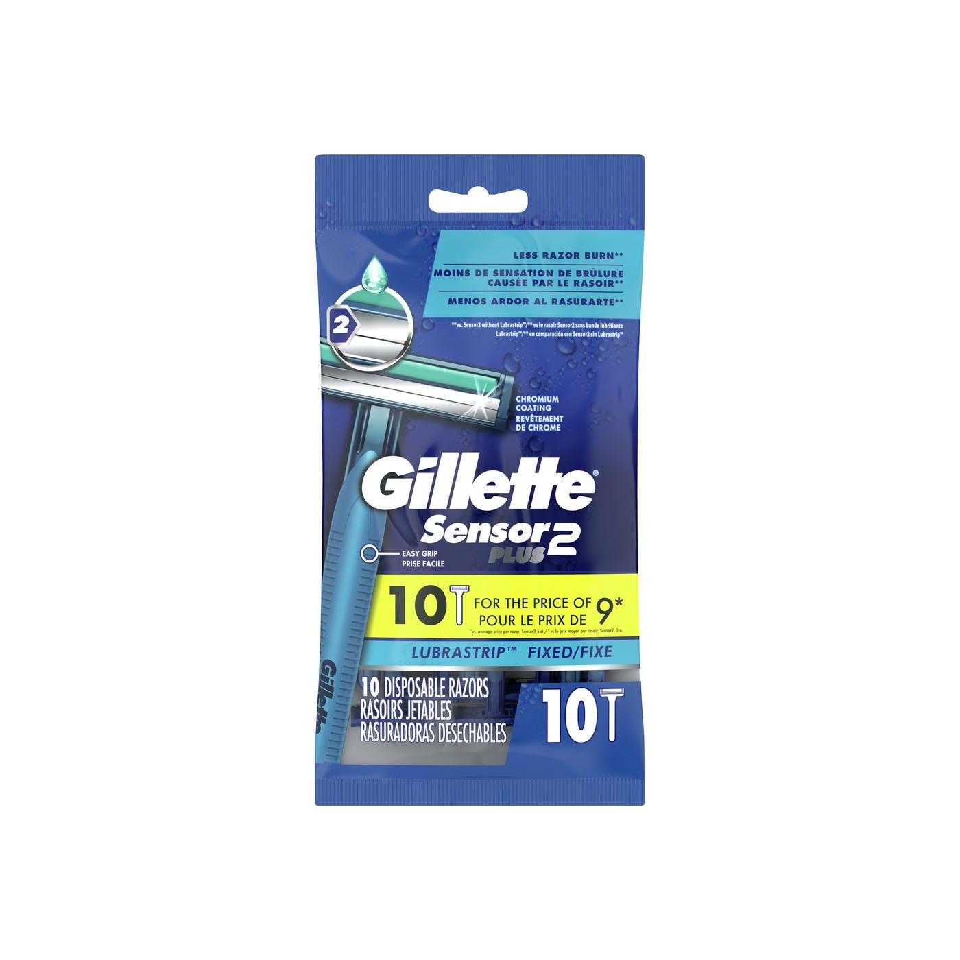 Gillette Sensor2 Plus Men's Disposable Razors - 10ct