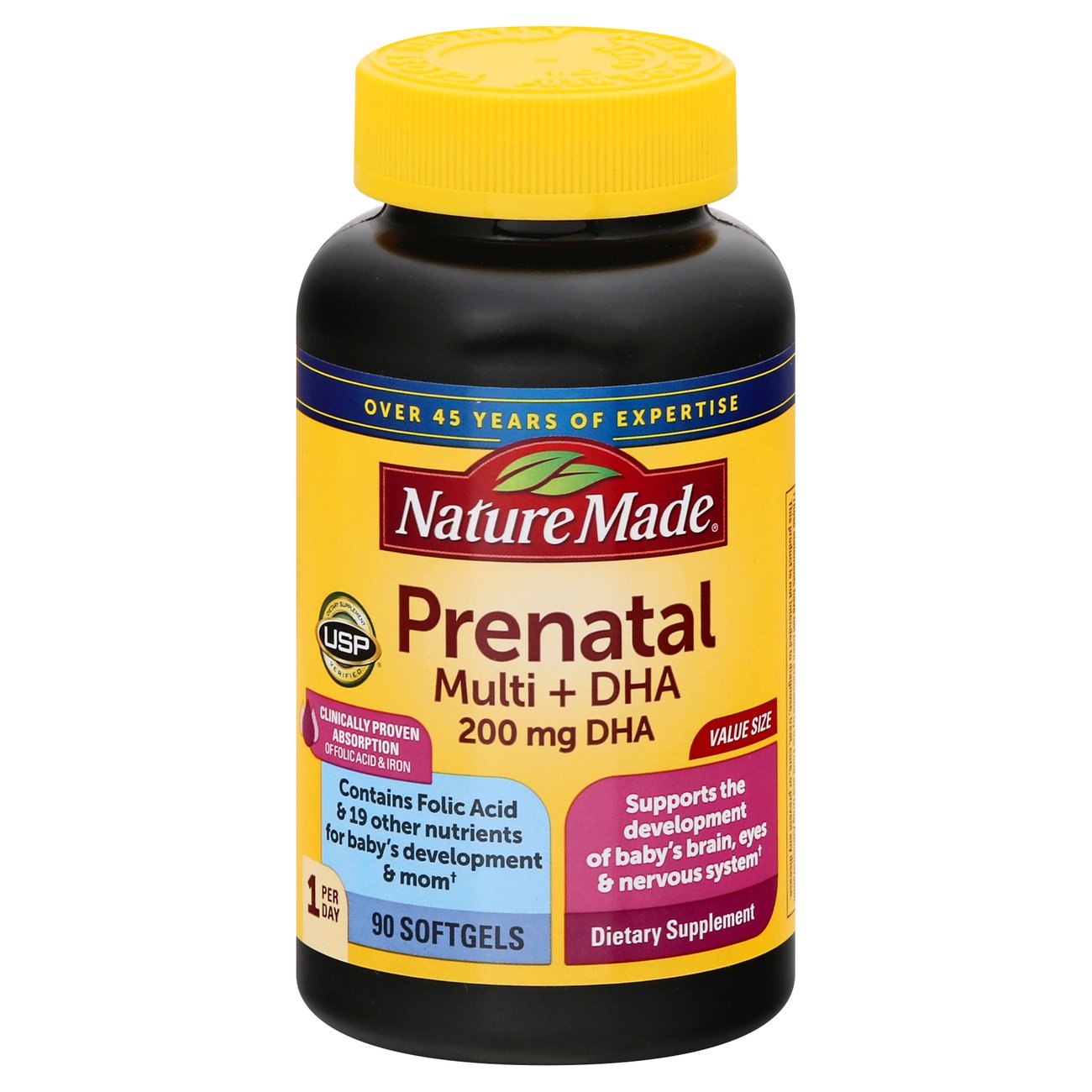 Nature Made Prenatal, Folic Acid + DHA, Softgels, Value Size