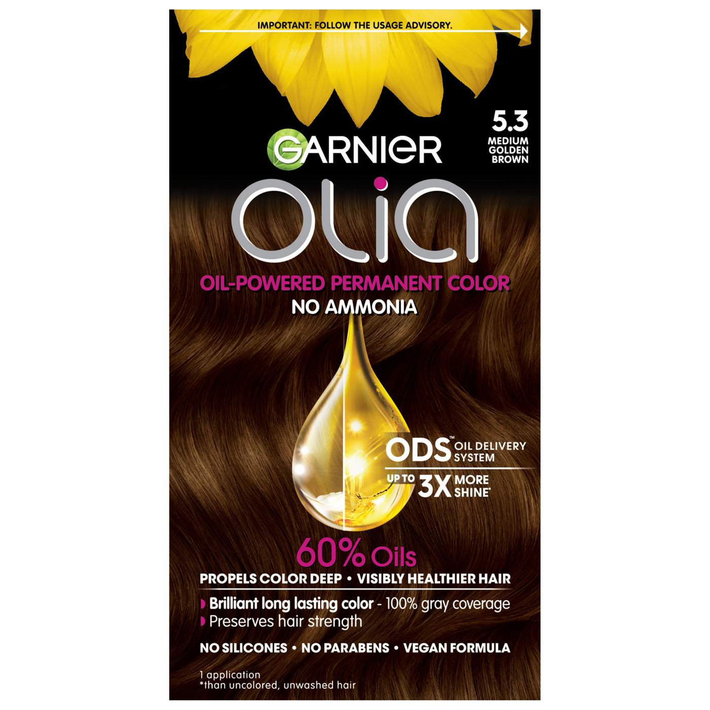Garnier Olia Oil Powered Permanent Hair Color 5.3 Medium Golden Brown