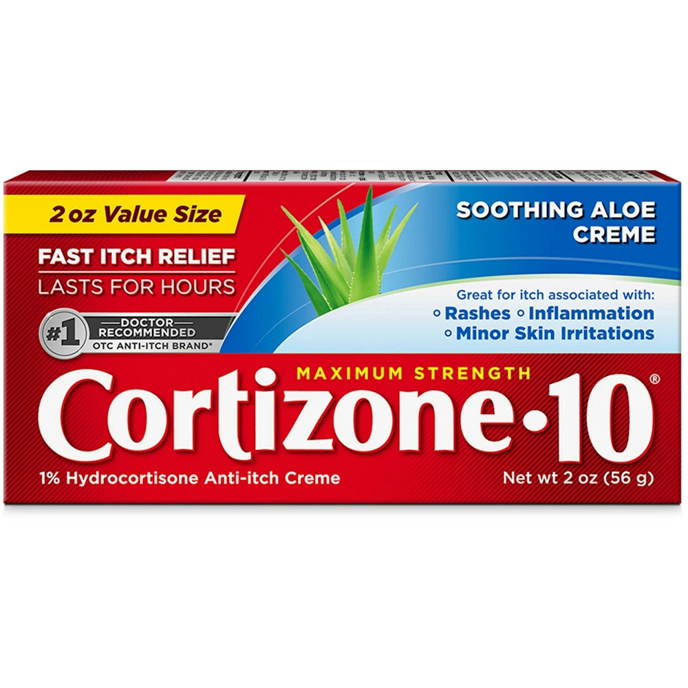 Cortizone 10 Maximum Strength Soothing Aloe Anti-Itch Cream, 1% Hydrocortisone, 2 Oz