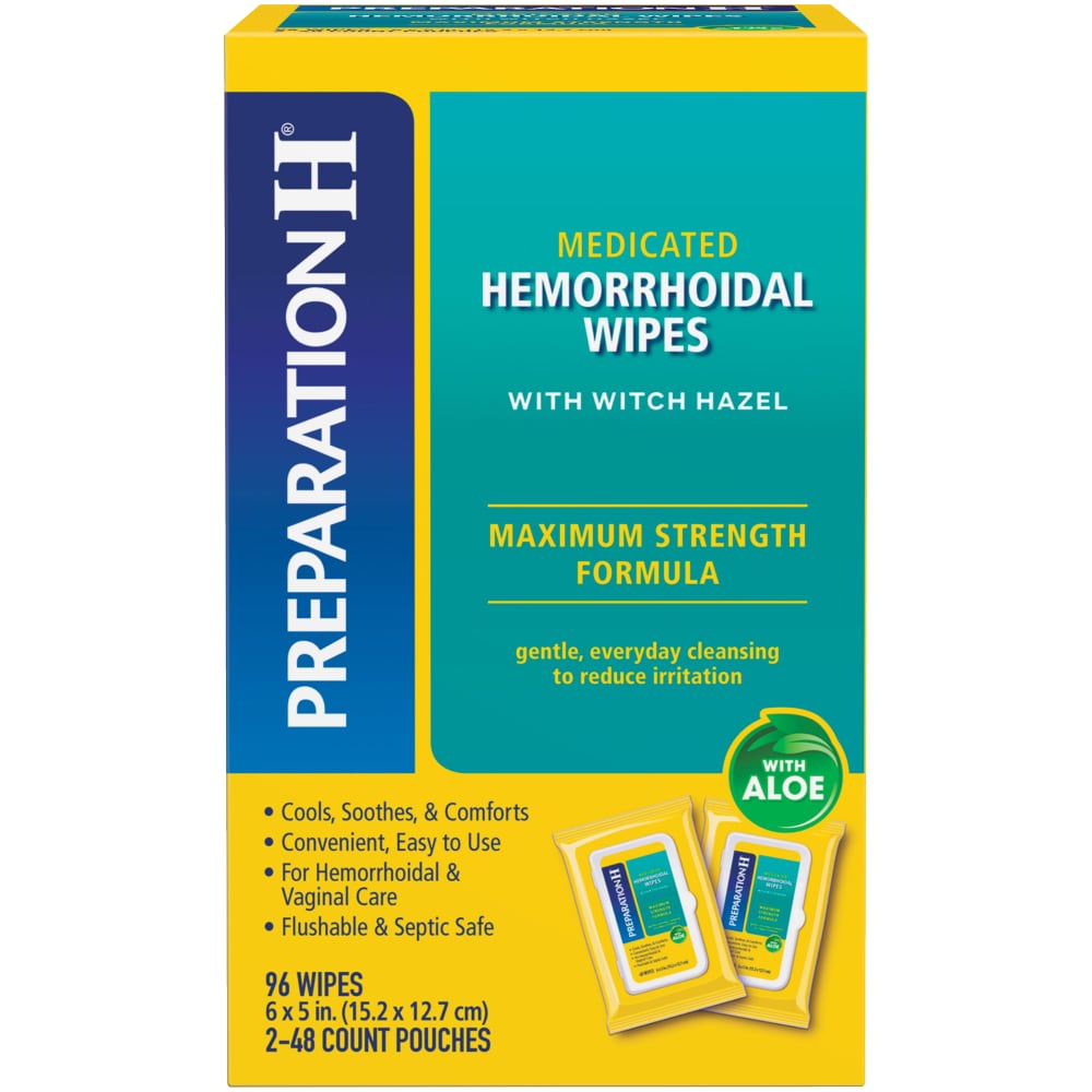 Preparation H Flushable Medicated Hemorrhoid Wipes, Maximum Strength Relief With Witch Hazel & Aloe, Pouch