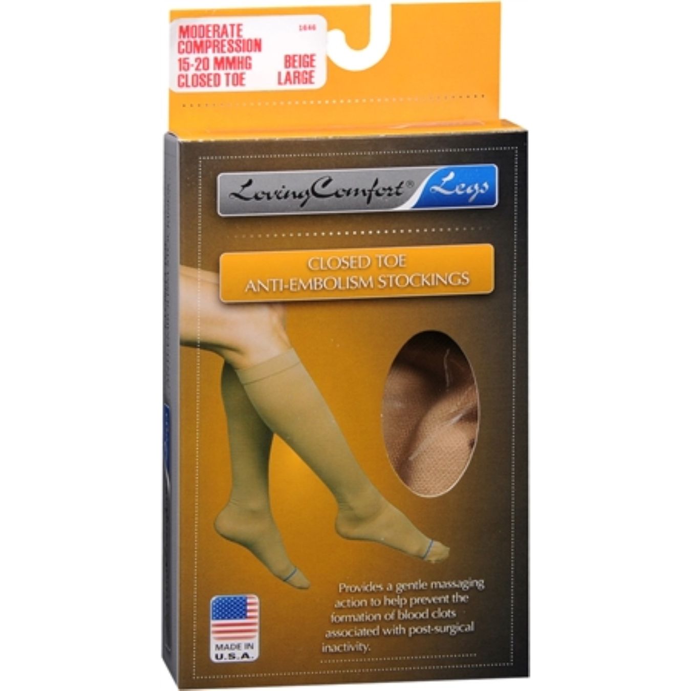 Scott Specialties Loving Comfort Anti-Embolism Stockings Closed Toe Moderate Beige Large 1 Pair