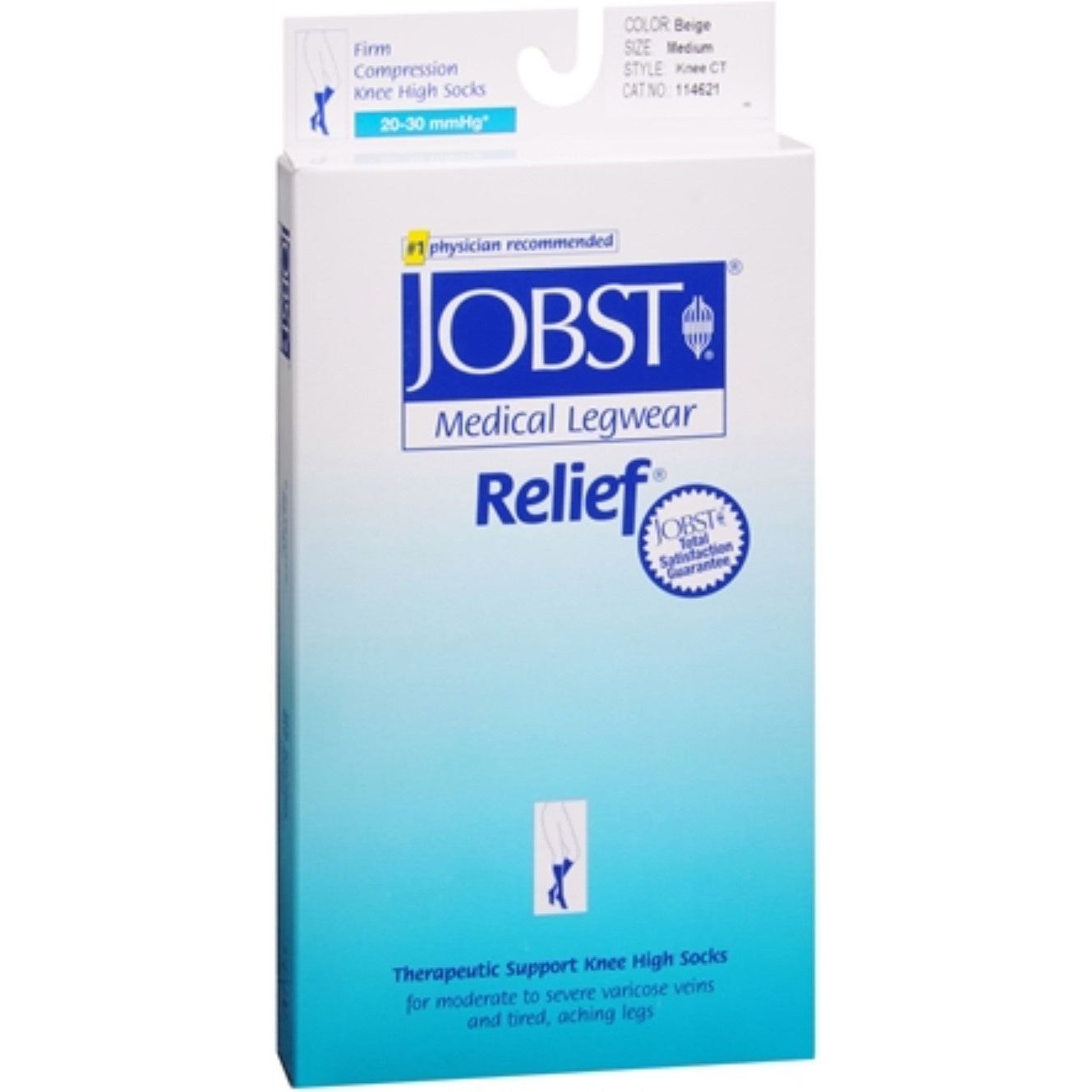 Jobst Relief Knee High 20-30 mmHg Compression Socks, Closed Toe, Beige, Medium