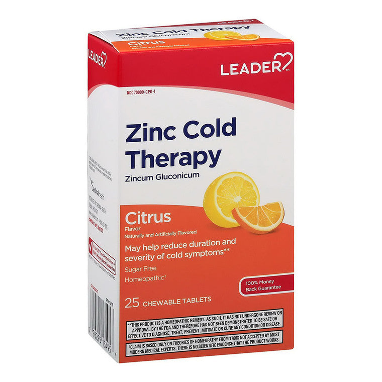 Leader Zinc Cold Therapy, Citrus, Chewable Tablets