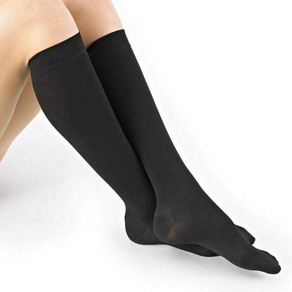 Scott Specialties Loving Comfort Microfiber Knee High 10 To 20Mmhg Closed Toe Women Black, Extra Large, 1 Pair