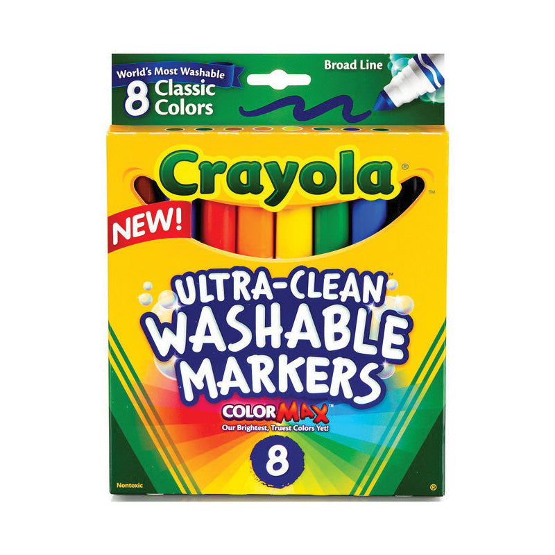 Crayola Ultra Clean Color Max Broad Line Washable Markers Classic Colors 8 Per Pkg