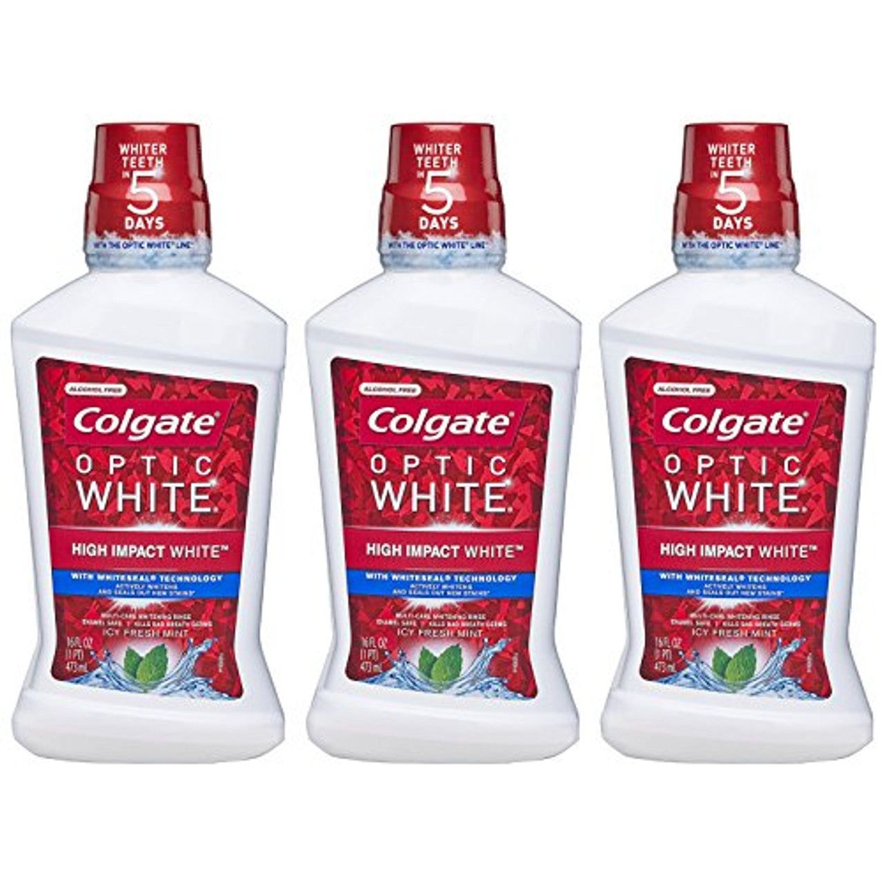 Colgate Optic White, Mouthwash, Whitening, Icy Fresh Mint, 16 Fl Oz
