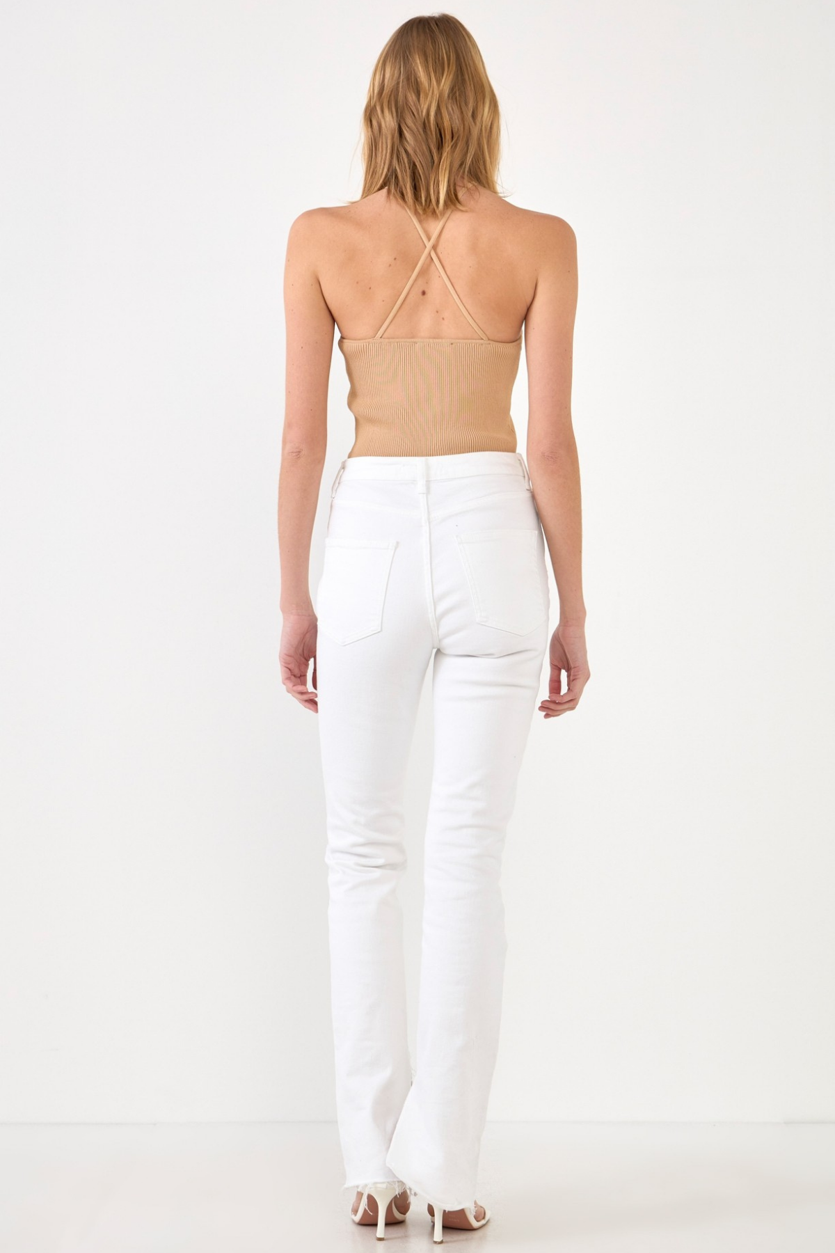 LUZ BEIGE Rib Knit Top