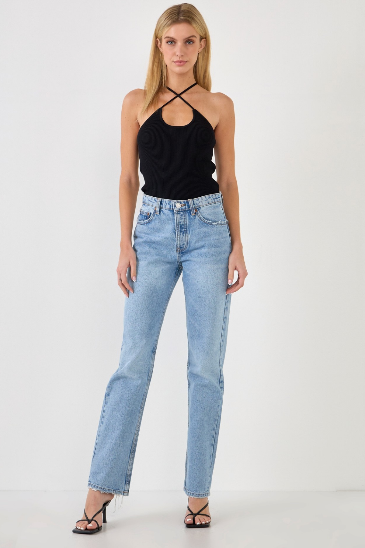 LUZ BLACK Rib Knit Top
