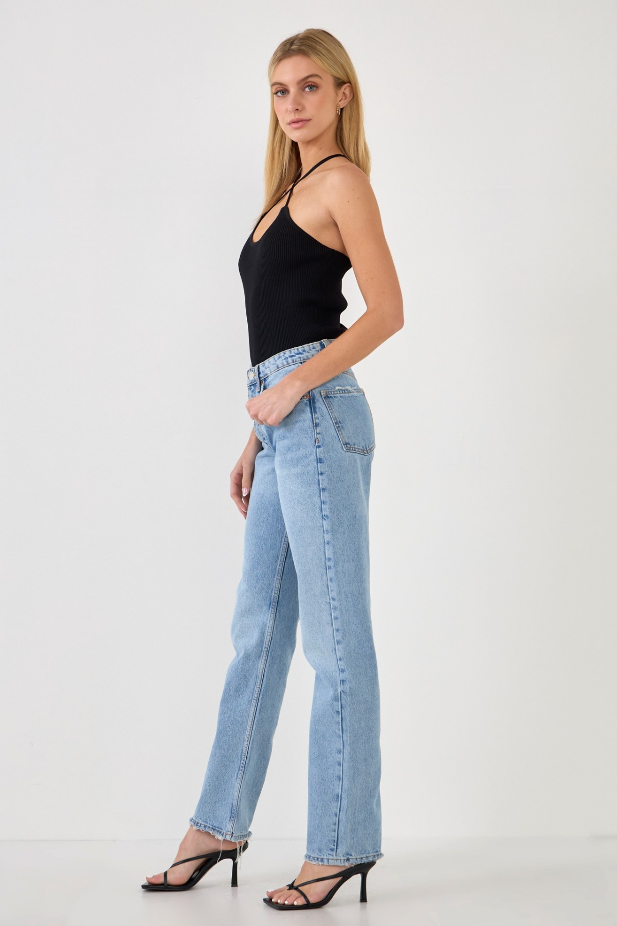 LUZ BLACK Rib Knit Top