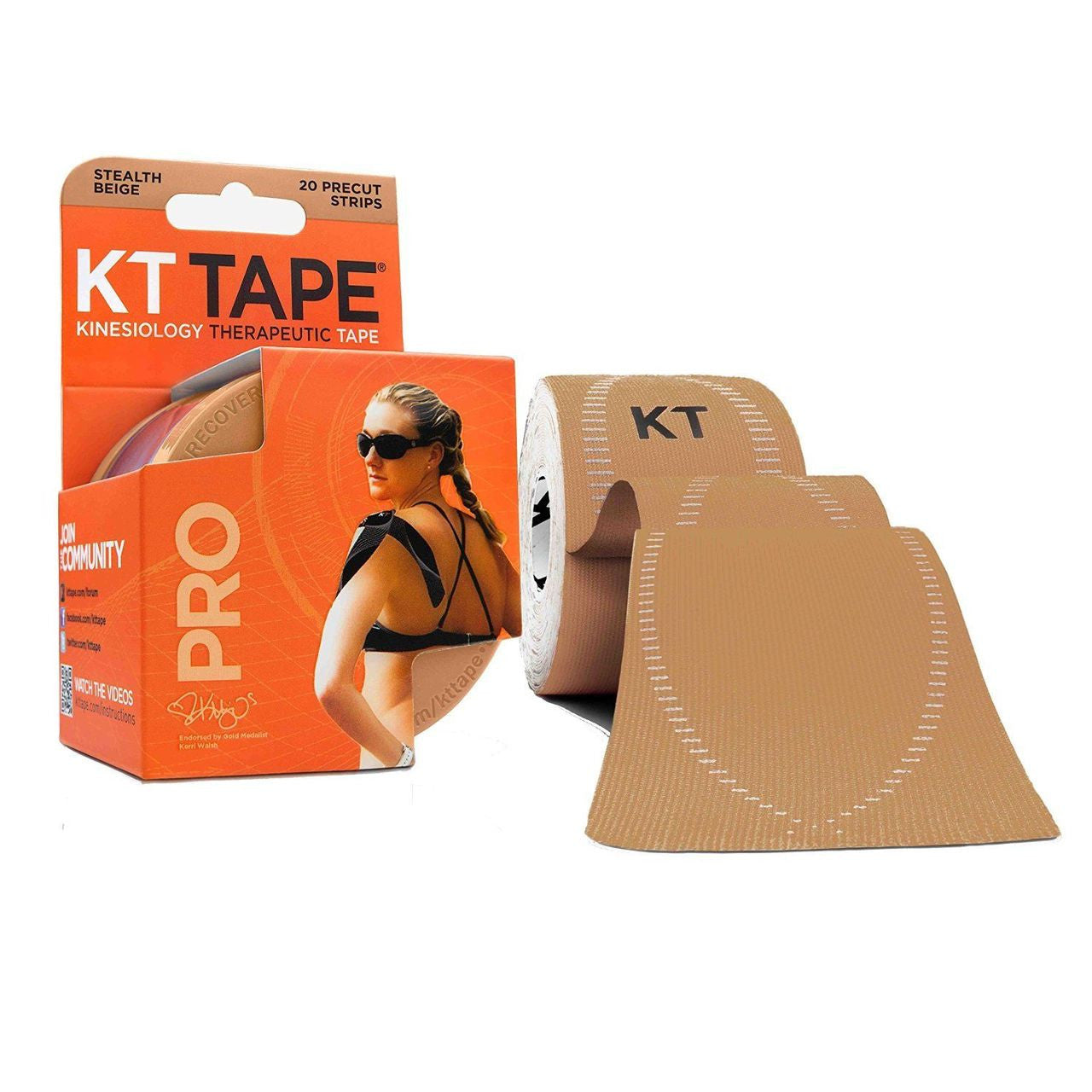 KT Tape Kinesiology Therapeutic Pro Strips Stealth Beige