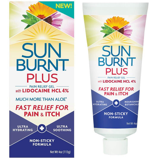 SunBurnt Plus Pain Relief Gel With Lidocaine HCL 4% 4 Oz
