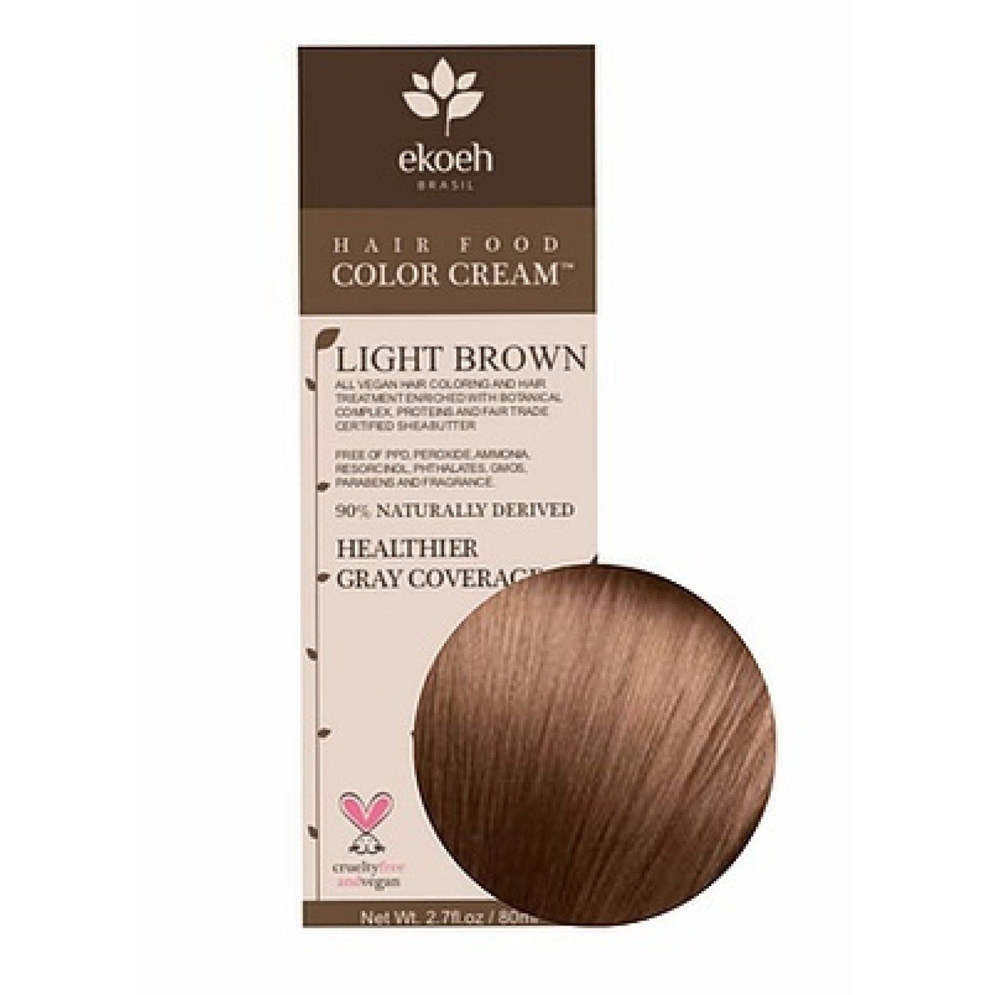 Ekoeh Brasil Hair Color Cream Light Brown 2.7 Fl Oz (80ml) Liquid