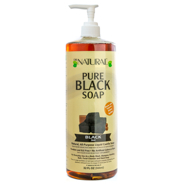 Dr. Natural Pure Castile Liquid Black Soap -- 32 Fl Oz
