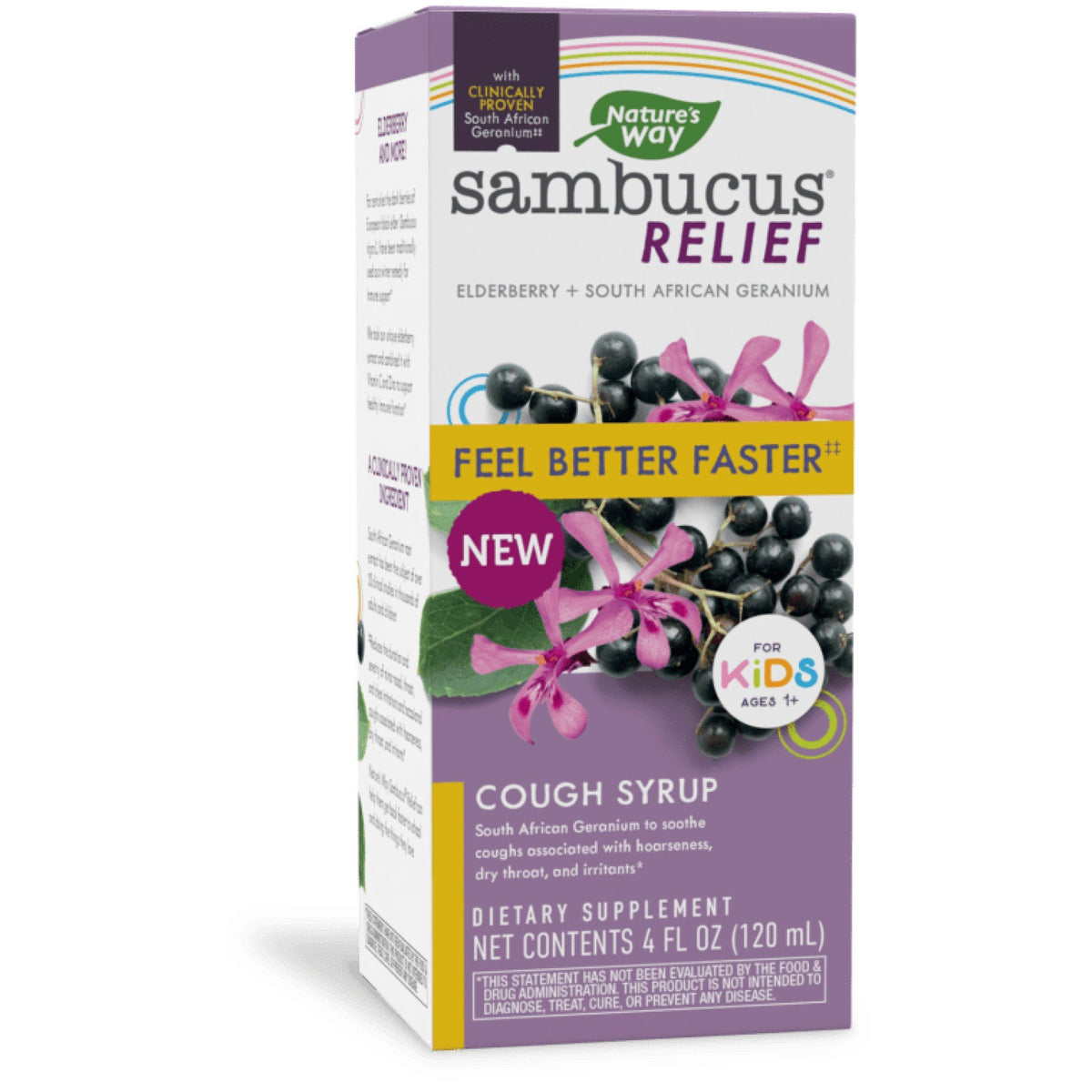 Nature's Way Cough Relief + Immune Syrup, Sambucus, Kids 4 Fl Oz - Osadia Concept Store