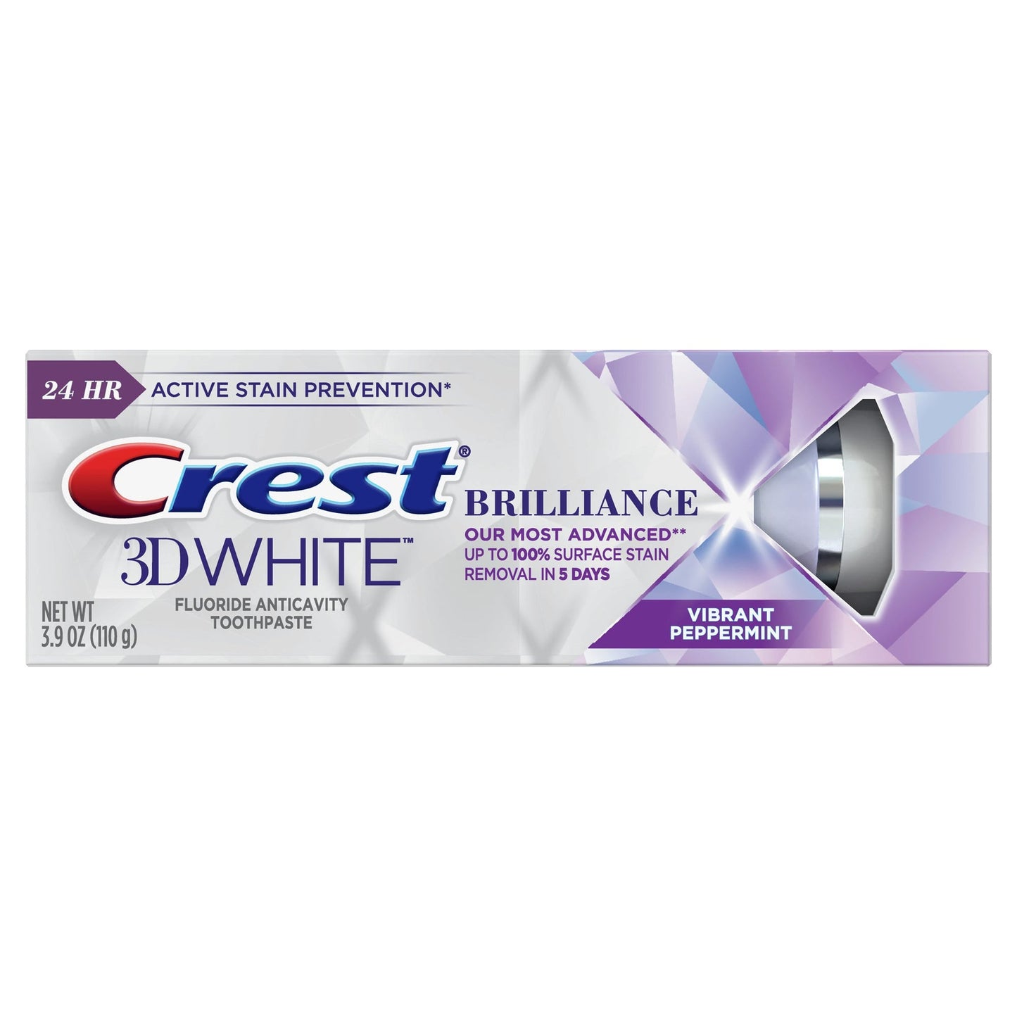 Crest 3D White Fluoride Anticavity Brilliance Vibrant Peppermint Toothpaste 3.9 Oz