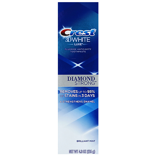 Crest 3D White Luxe Toothpaste, Fluoride Anticavity, Diamond Strong, Brilliant Mint