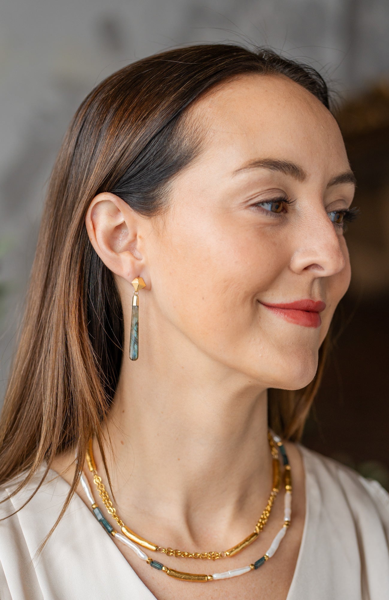 Tube Bead Station Necklace