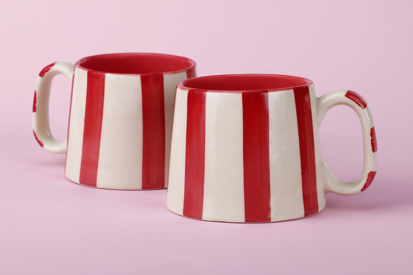 Ceramic Red Stripe Coffee cup - 3.5 x 2.5 Inches ( Set of 4 )
