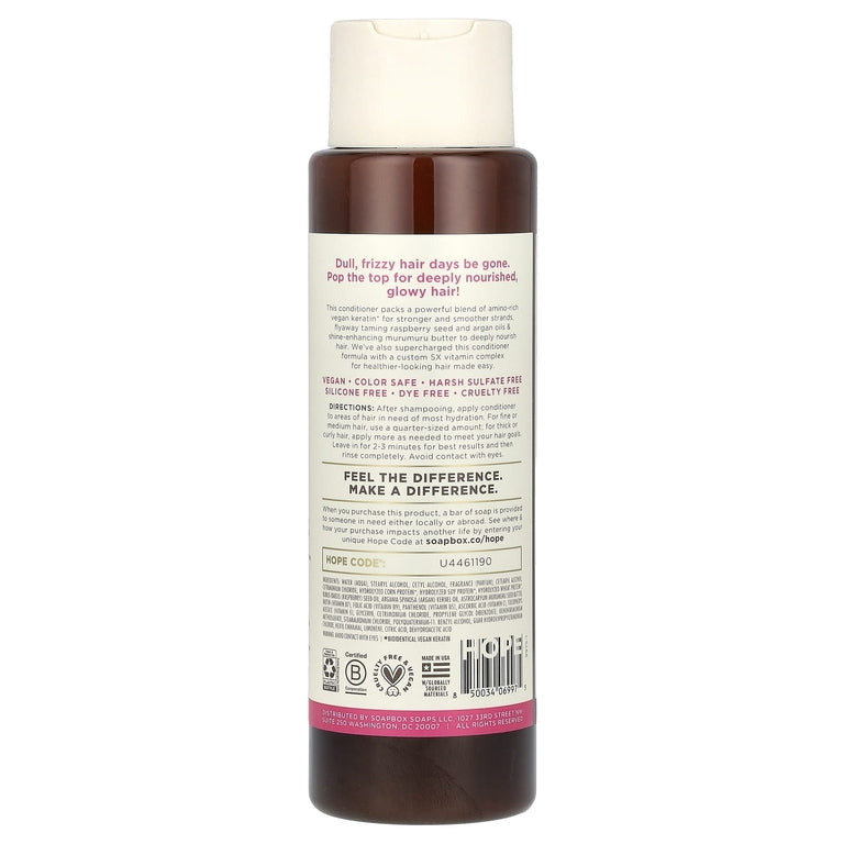 Soapbox Nourishing Conditioner, Keratin Shine Boosting, For Silky, Frizz-Tamed Hair, 16 Fl Oz (473 Ml)
