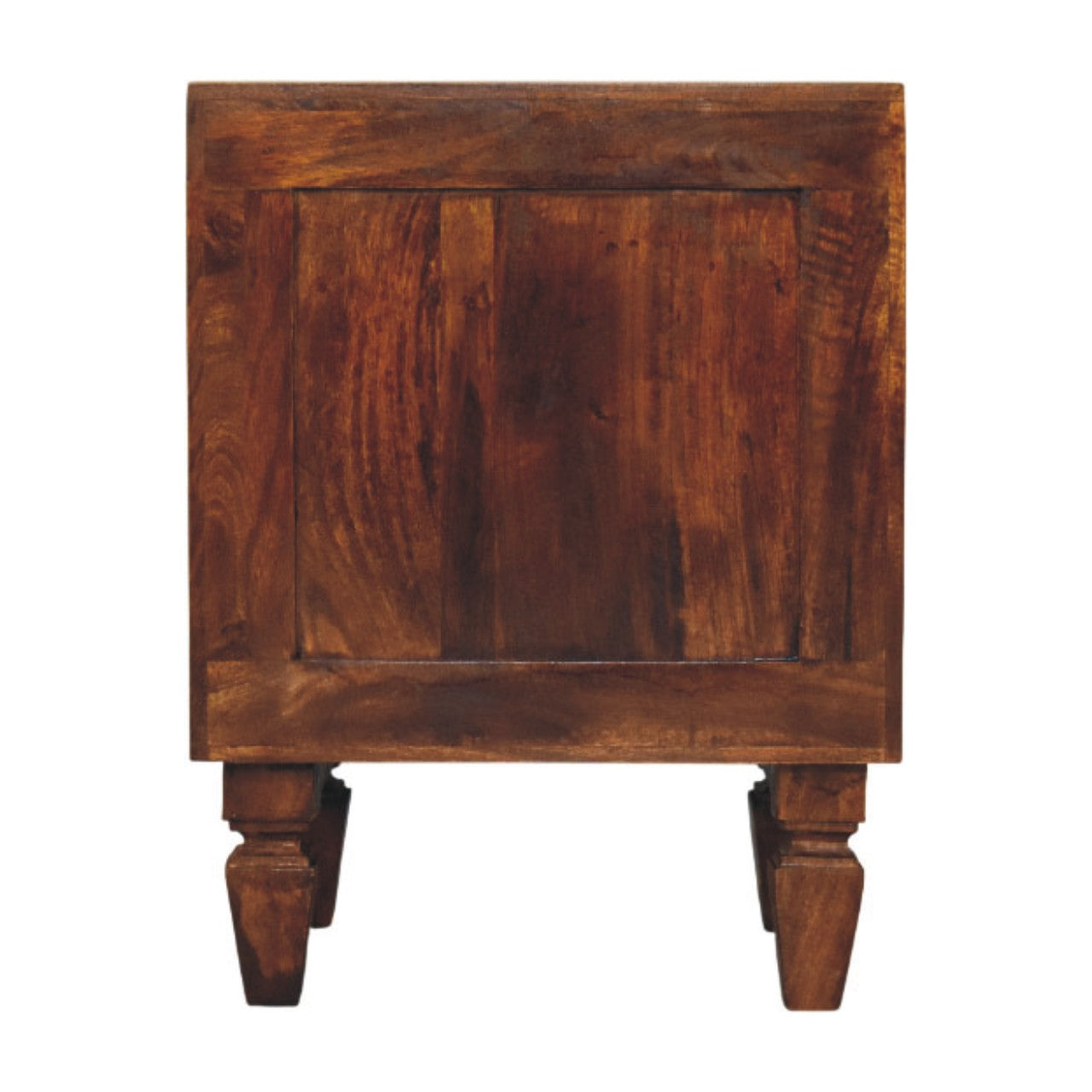 Solid Wood Harper Ribbed Chestnut Bedside 2 Drawers Brown