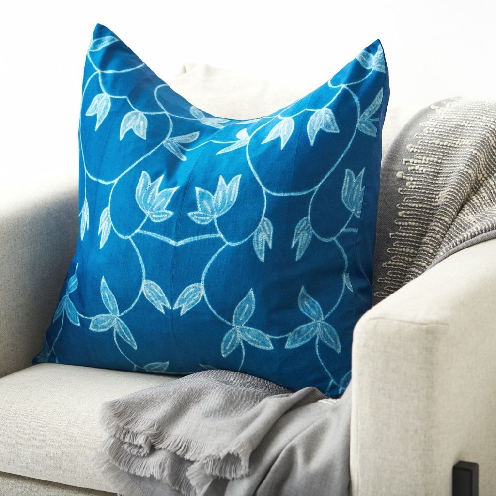 Folio Indigo Handcrafted Shibori Mulberry Silk Pillow