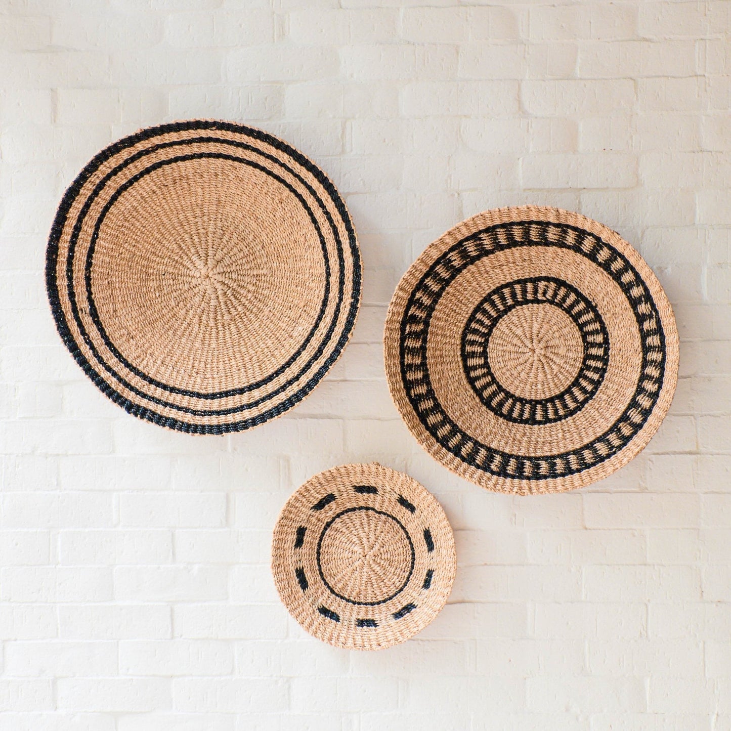 Natural + Black Wall Baskets, Large