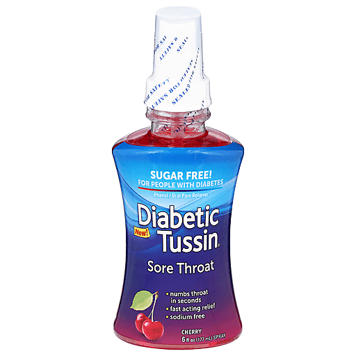 Diabetic Tussin Sore Throat, Sugar Free, Spray, Cherry 6 Fl Oz