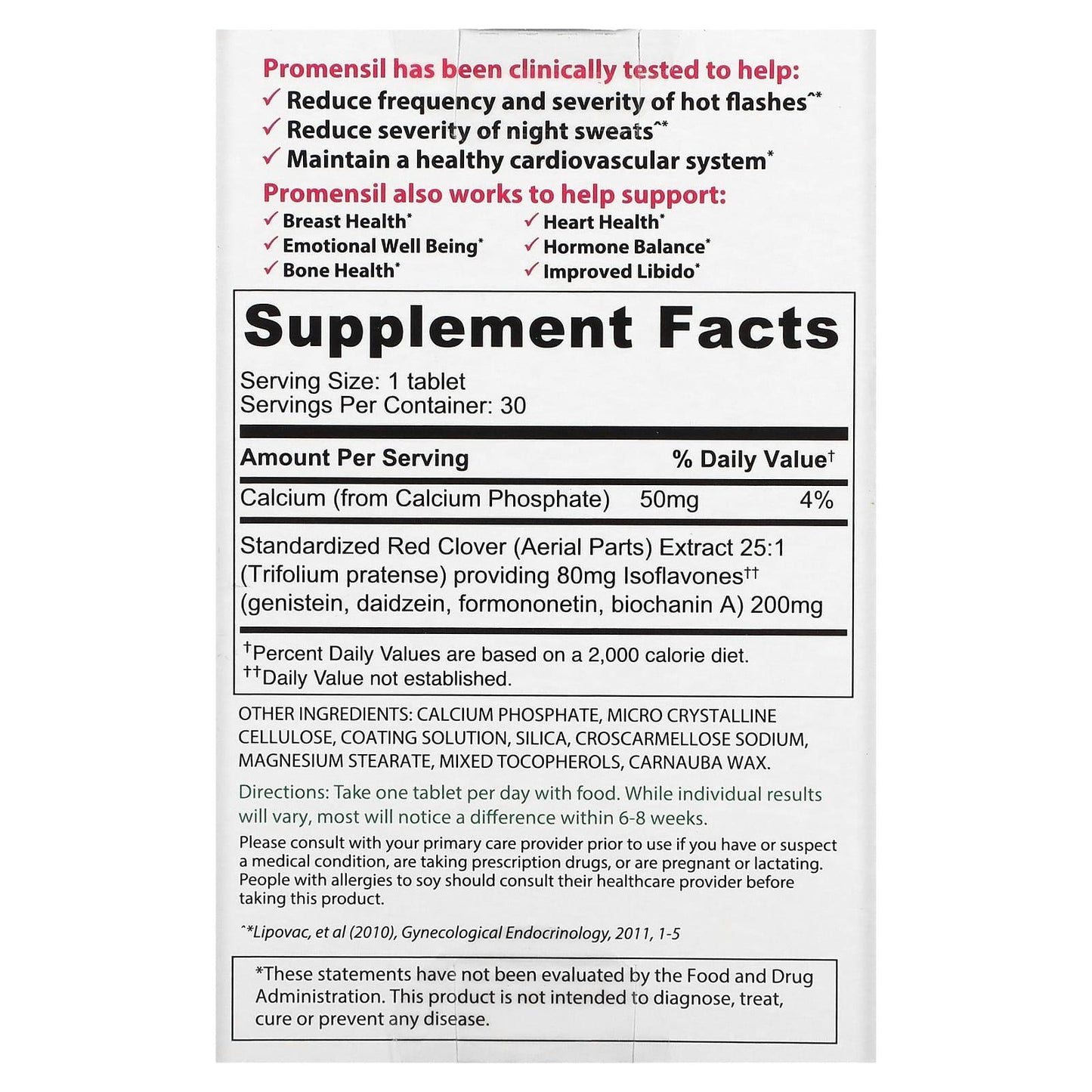 Promensil Menopause - Double Strength - Relief Hot Flashes Night Sweats - 30 Tablets